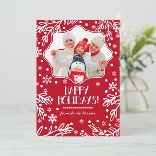 ハッピーホリデー。カスタムクリスマスのフラットフォトカード シーズンカード (スタンド正面)