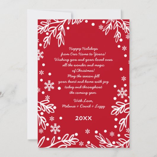 ハッピーホリデー。カスタムクリスマスのフラットフォトカード シーズンカード (裏面)