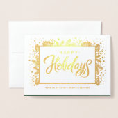 ハッピーホリデー。カスタムフォトラグジュアリ 箔カード (封筒付き正面)