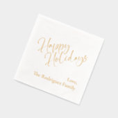 「ハッピーホリデー」カスタムメッセージのホリデーパーティー 箔ナプキン (左)