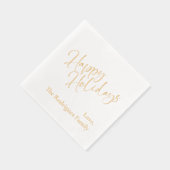 「ハッピーホリデー」カスタムメッセージのホリデーパーティー 箔ナプキン (右)