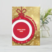 ハッピーホリデー。カスタムロゴ企業のカード 招待状 (スタンド正面)