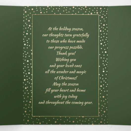 ハッピーホリデー。カスタム写真ビジネス企業の 三つ折りクリスマスカード (内部中)