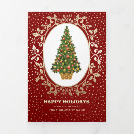 ハッピーホリデー。カスタム写真ビジネス企業の 三つ折りクリスマスカード