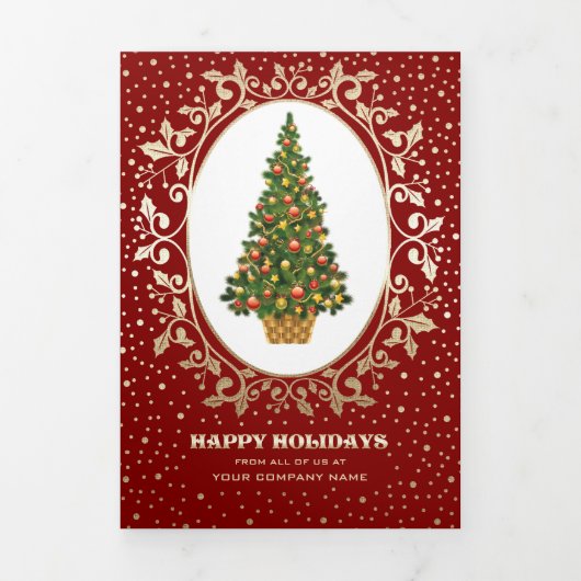 ハッピーホリデー。カスタム写真ビジネス企業の 三つ折りクリスマスカード (カバー)