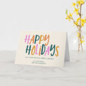 ハッピーホリデー |カラフルタイポグラフィパーソナライズされた カード (黄色い花)