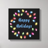 ハッピーホリデー&カラフルフェスティバルクリスマスライト キャンバスプリント (正面)