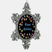 ハッピーホリデー&カラフルフェスティバルクリスマスライト スノーフレークピューターオーナメント (左)