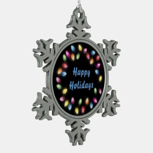 ハッピーホリデー&カラフルフェスティバルクリスマスライト スノーフレークピューターオーナメント (左)