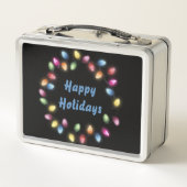 ハッピーホリデー&カラフルフェスティバルクリスマスライト メタルランチボックス (裏面)