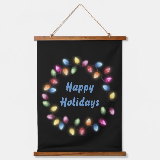 ハッピーホリデー&カラフルフェスティバルクリスマスライト 吊り下げ型タペストリー (正面)