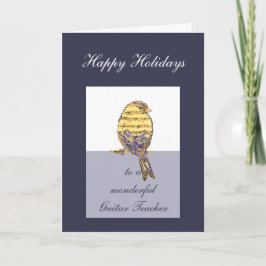ハッピーホリデー ギターの先生 音符 鳥 シーズンカード