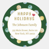 ハッピーホリデー！クリスマスの住所 ラウンドシール (正面)