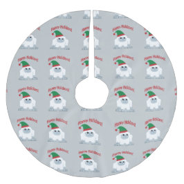 ハッピーホリデー!クリスマスイティ ブラッシュドポリエステルツリースカート