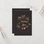 ハッピーホリデー。クリスマスデコールクリスマスカード カード (正面/裏面インサイチュ)