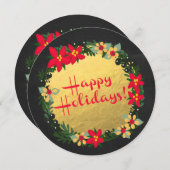 ハッピーホリデー！クリスマスポインセティアスラウンドカード シーズンカード (正面/裏面)