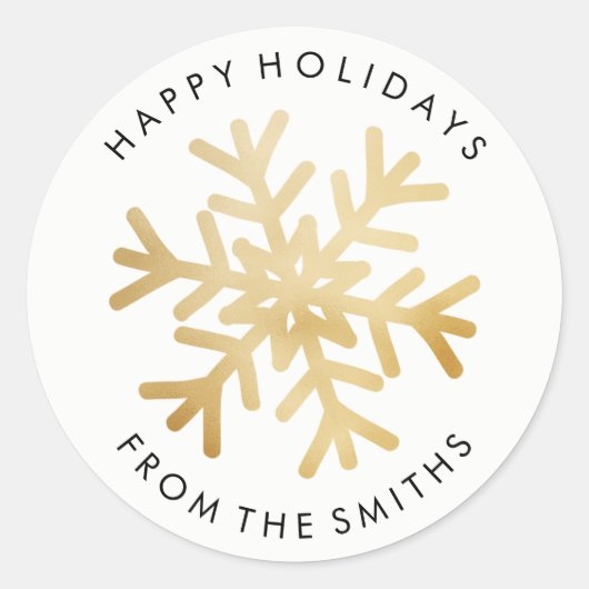 ハッピーホリデー – クリスマス金ゴールドラベル ラウンドシール (正面)