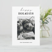 ハッピーホリデー | クリーンなミニマルなクリスマスフォト シーズンカード (スタンド正面)