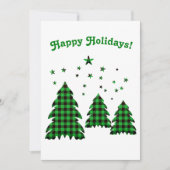 ハッピーホリデー グリーンプレイド クリスマスツリー かわいい シーズンカード (正面)