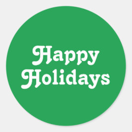 「ハッピーホリデー」グリーンホワイトクリスマスホリデー ラウンドシール