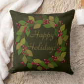 ハッピーホリデー！ |グリーン素朴リース クッション (ブランケット)