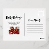 ハッピーホリデー |ゴールドフォイル数々のフォトグリッド 箔シーズンポストカード (裏面)