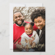 ハッピーホリデー ゴールド シンプル フォト ホリデー カード