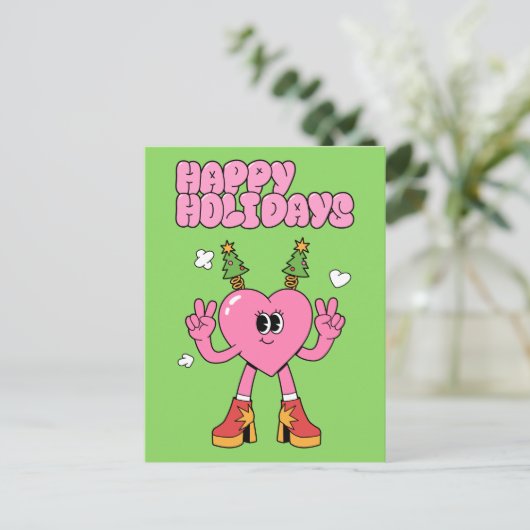 ハッピーホリデー – シーズンのGroovyハート シーズンポストカード (スタンド正面)