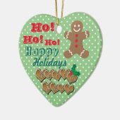 「ハッピーホリデー」ジンジャーブレッドマンとドット セラミックオーナメント (左)