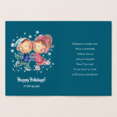 ハッピーホリデー。スケートで滑るキッズ |ラグジュアリー名前をカスタムする 箔カード (内部)