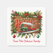 ハッピーホリデー スタンダードカクテルナプキン (正面)