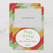 ハッピーホリデー ストライプ フォト シーズンカード (正面/裏面)