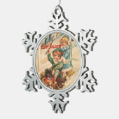 ハッピーホリデー スノーフレークピューターオーナメント (右)