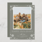 ハッピーホリデー スノーフレーク フォトカード シーズンカード (正面/裏面)