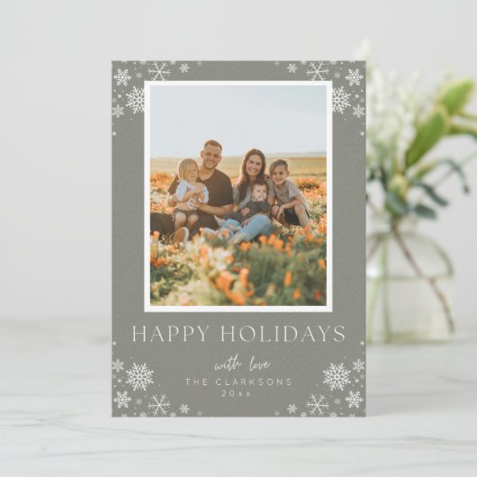 ハッピーホリデー スノーフレーク フォトカード シーズンカード (スタンド正面)
