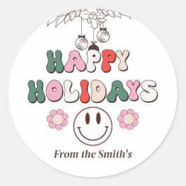 ハッピーホリデー | スマイルラウンドステッカー ラウンドシール