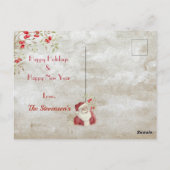 「ハッピーホリデー」タイポグラフィ水彩絵葉書 ポストカード (裏面)