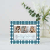 ハッピーホリデー ティール プライド シルバー スノーフレーク フォト シーズンカード (スタンド正面)