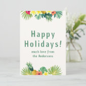 ハッピーホリデー、トロピカルフラワーとグリーティング シーズンカード (スタンド正面)