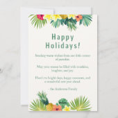 ハッピーホリデー、トロピカルフラワーとグリーティング シーズンカード (裏面)