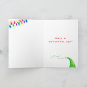 "ハッピーホリデー"ハッピー小妖精や小人ウォーターカラーカード カード (内部)