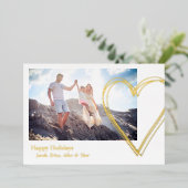 ハッピーホリデー ハート3 フォト ミニマル ゴールド 箔シーズンカード (立ち正面)