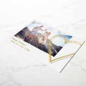 ハッピーホリデー ハート3 フォト ミニマル ゴールド 箔シーズンカード (回転した状態)