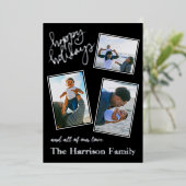 ハッピーホリデー パーソナライズ フォト コラージュ シルバー 箔シーズンカード (立ち正面)