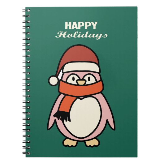 ハッピーホリデー ピンクのペンギン ノートブック (正面)