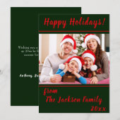 ハッピーホリデー ファミリーフォト フラット ホリデーカード (正面/裏面)