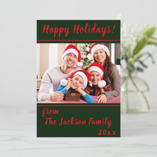ハッピーホリデー ファミリーフォト フラット ホリデーカード (スタンド正面)