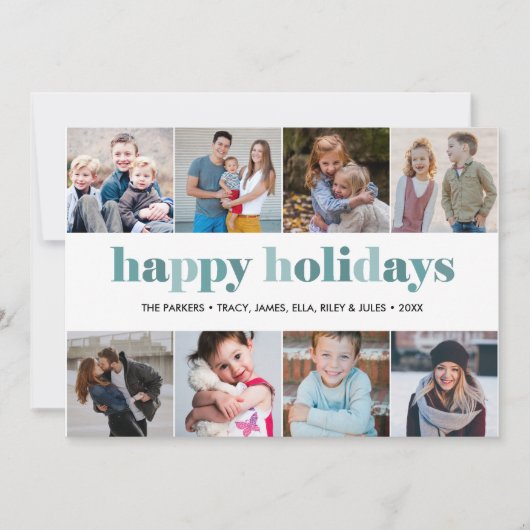 ハッピーホリデー フォトコラージュのクリスマス新年|フォトコラージュ 招待状 (正面)