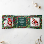 ハッピーホリデー。フォト数々のトリフォールドホリデーカード 三つ折り案内状 (内部)