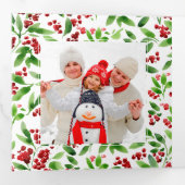 ハッピーホリデー。フォト数々のトリフォールドホリデーカード 三つ折り案内状 (内部最初)